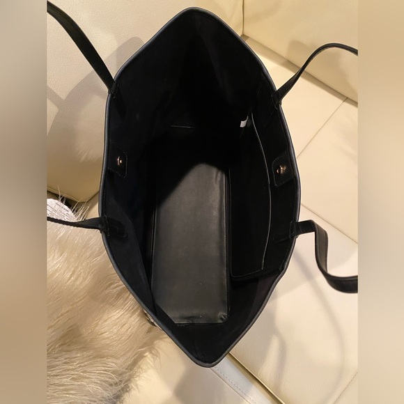 Tory Burch Tote | Geo Logo with Stripe | Black Gray & White - Picture 16 of 16